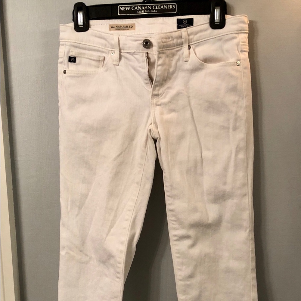 AG White Jeans. Spilt Cigarette Roll-Up, 26R